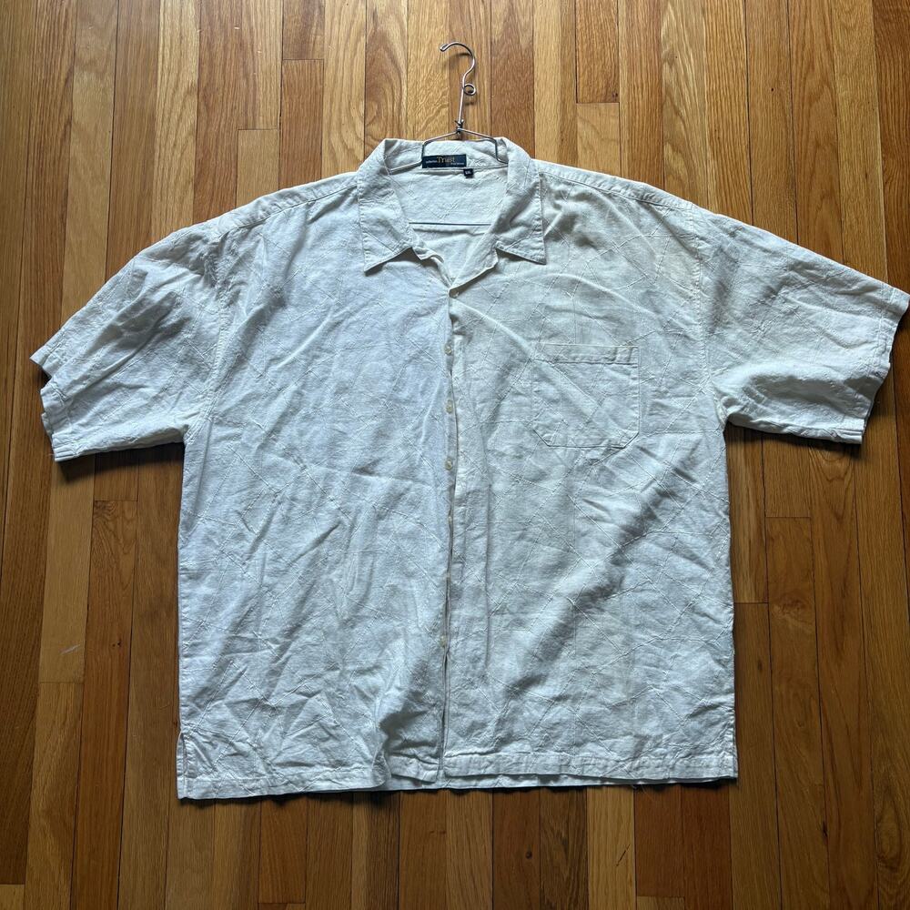 VTG Trust Couture Pour Homme Collection Shirt 5XL White Patch Button Up Y2K 90s